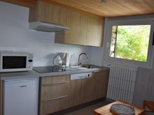 Chalet paisible avec terrasse et animaux admis, 4 pers. - FR-1-464-184 في برالونيان-لا-فانواز: مطبخ صغير مع حوض وميكروويف