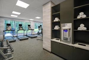 a gym with a row of treadmills and machines at TownePlace Suites by Marriott Norfolk in Norfolk