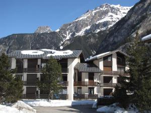 プラローニャン・ラ・ヴァノワーズにあるStudio Pralognan-la-Vanoise, 1 pièce, 4 personnes - FR-1-464-71の雪山前の建物