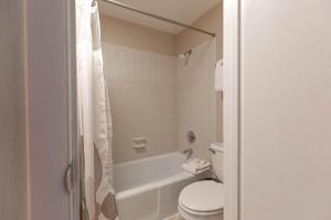 a bathroom with a toilet and a tub and a shower at Lake View Condo Cozy and Relaxing in Dillon +13 photos