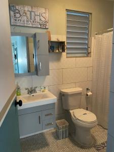 uma casa de banho com um WC e um lavatório em Kassa Wista Azzul-1 APARTMENT-NO POOL ACCESS-lower level OR Kassa Wista Azzul-2 House -upper floor- with EXCLUSIVE POOL ACCESS em Hormigueros