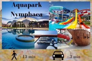 a collage of four pictures of a water park at Relax Spiral House in Oradea
