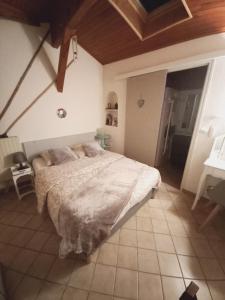 Un pat sau paturi într-o cameră la CHAMBRES D'HOTES L'ANTONIN