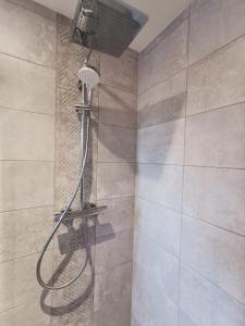 doccia con tubo in bagno di Tiny Home mit Panoramaterrasse - Ausblick ins Grüne inklusive a Wilhelmshaven