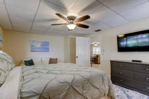 1 dormitorio con 1 cama y ventilador de techo en Relaxing! Spacious 2 bedroom- close to everything! en Clearwater