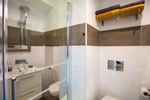 a bathroom with a shower and a toilet at Studi'o Soleil in Cannes