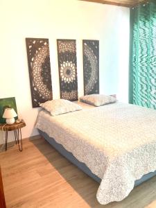 小島市的住宿－Alambic de Grand Anse，一间卧室设有一张大床和一个窗户。
