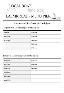 Sun Smile Beach Koh Jum في كو جوم: aigil book time table for a mini pizza