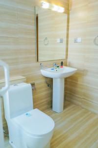 a bathroom with a white toilet and a sink at Blue Moon Residency in Nuwara Eliya