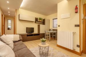 uma sala de estar com um sofá e uma televisão em Fika apartmento urbano con wifi em Bilbao