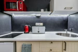 A kitchen or kitchenette at Little Cola apartment in Dohány street with AC