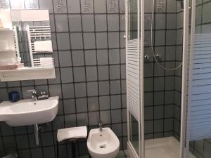 a bathroom with a sink and a toilet and a shower at B&B Monté in Montesilvano