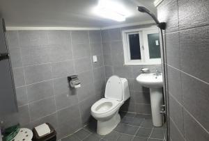 ソウルにあるJinho's Guest Houseのトイレと洗面台付きのバスルーム