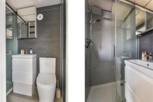 Cosy tiny houseboats near beach and restaurants by Weltevreden Experience的一间浴室