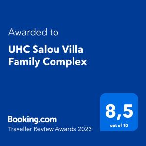 Certificado, premio, señal o documento que está expuesto en UHC Salou Villa Family Complex