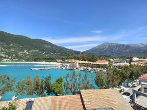 a view of a harbor with boats in the water at Meltemi Studios in Vasiliki