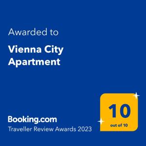 Certifikát, hodnocení, plakát nebo jiný dokument vystavený v ubytování Vienna City Apartment
