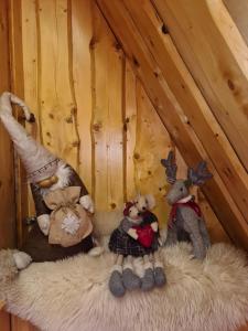 a group of stuffed animals sitting on a rug in a attic at Durda in Poronin