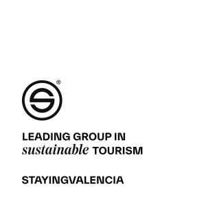 a logo for a leading group in sustainable tourism at Rooms Ciencias in Valencia