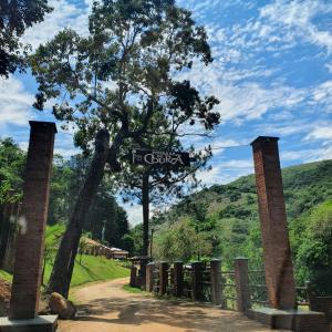 a sign for the entrance to a farm with a tree at Pousada do Coura in Pouso Alto