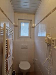 ein Bad mit einem WC und einem Fenster in der Unterkunft Hotel Weinhaus Am Stiftstor in Treis-Karden