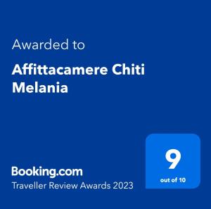 Affittacamere Chiti Melania tanúsítványa, márkajelzése vagy díja