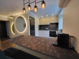 a kitchen with a counter top in a room at E. D. Elite Apartment in Šiauliai