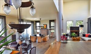 A kitchen or kitchenette at Luxurious Villa Dionysus with a swimming pool and sea view