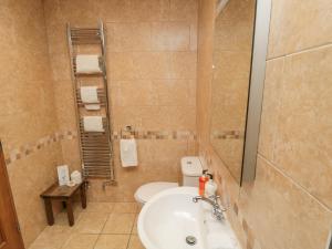 ein Badezimmer mit Waschbecken und Toilette in der Unterkunft Home Stead Cottage in Embleton + 22 Fotos