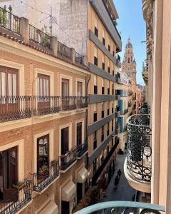 a view from a balcony of a building at The Cathedral Hostel in Murcia