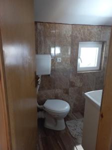 a bathroom with a toilet and a window at HOUSEHOLD MIKO MERDOVIC - 15e per person in Berane