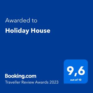 Holiday House tanúsítványa, márkajelzése vagy díja