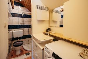 a small bathroom with a sink and a toilet at Mojstranka in Mojstrana