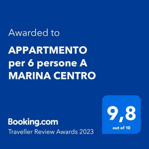 Certifikát, hodnocení, plakát nebo jiný dokument vystavený v ubytování APPARTMENTO per 6 persone A MARINA CENTRO