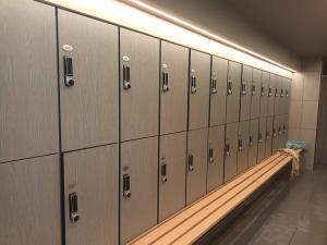 a row of lockers in a locker room at Sunningdale Lodge,St Mellion,Cornwall-FreeGolf&Spa in St. Mellion