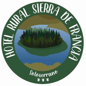 a green circular logo with a river and trees at Hotel Rural Sierra de Francia in Sotoserrano