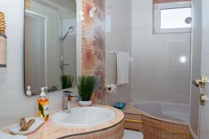 een badkamer met een wastafel en een ligbad bij Apartment Heart of Bjelovar in Bjelovar +15 foto's