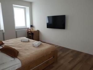 Posteľ alebo postele v izbe v ubytovaní Apartament Zimowiec