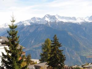 a view of a mountain range with snow covered mountains at Residence Mandarin in Crans-Montana