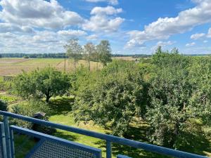 a view from the balcony of a house with trees at Ferienhof Arold in Creglingen