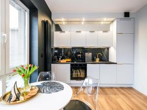 Kuchyň nebo kuchyňský kout v ubytování City Mood Apartamenty Ilumino Centrum