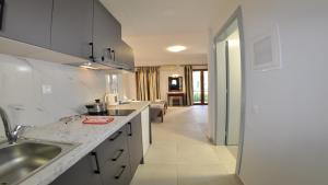 a kitchen with a sink and a counter top at Villa Katerina Apartments in Liapades