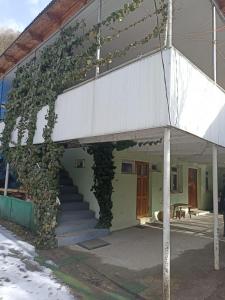 a building with a bunch of ivy growing on it at Guest House "SVANETI" in Lentekhi
