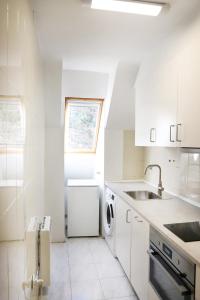 a white kitchen with a sink and a dishwasher at Apartamento La Campa in Canfranc-Estación