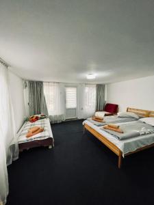 Vila Pityu في Subcetate: غرفة نوم بسريرين في غرفة