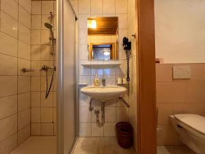 ein kleines Bad mit einem Waschbecken und einer Dusche in der Unterkunft Apartment Scheiber - SOE131 by Interhome in Sölden