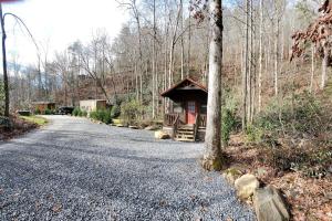 a small cabin on the side of a road at Sweet Pea Tiny Home in Bryson City