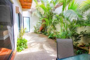 um quarto com plantas ao lado de um edifício em Vida Feliz Casitas em Sayulita