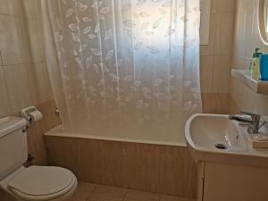 パフォスにあるPari Holiday apartmentsのバスルーム(トイレ、洗面台、シャワーカーテン付) +35枚の写真