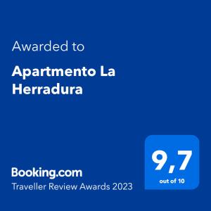 Sertifikat, nagrada, logo ili drugi dokument prikazan u objektu Apartmento La Herradura